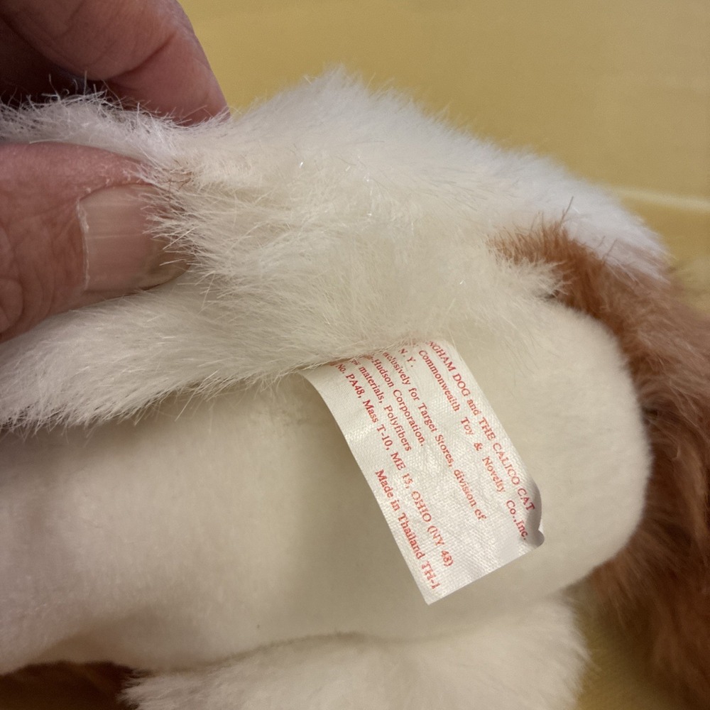 Plush Calico Cat 17" From Gingham Dog And Calico Cat 1990 Target Christmas Bow - Picture 8 of 9